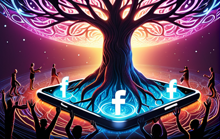 **Prompt:** A vibrant, dynamic illustration depicting diverse hands emerging from glowing social media screens (representing platforms like Facebook, Instagram, LinkedIn, TikTok), collectively nurturing a magnificent, flourishing tree with roots deeply embedded in a digital landscape. The tree symbolizes boundless opportunities and strong, interconnected networks, with abstract light trails and energy flows suggesting growth and transformation. Emphasize the concept of social media as a fertile ground for unlimited potential.